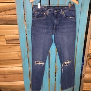 Levi’s Premium 511 jeans size 32x32 holes in knees stretchy fabric big E red tab